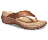 crocs 2019 pe donna bronze-and-bronze-womens-capri-metallic-texture-wedge-flip- 205782 860 is