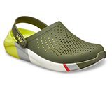 crocs 2019 pe uomo army-green-and-white-literide-colorblock-clog- 205627 37p is